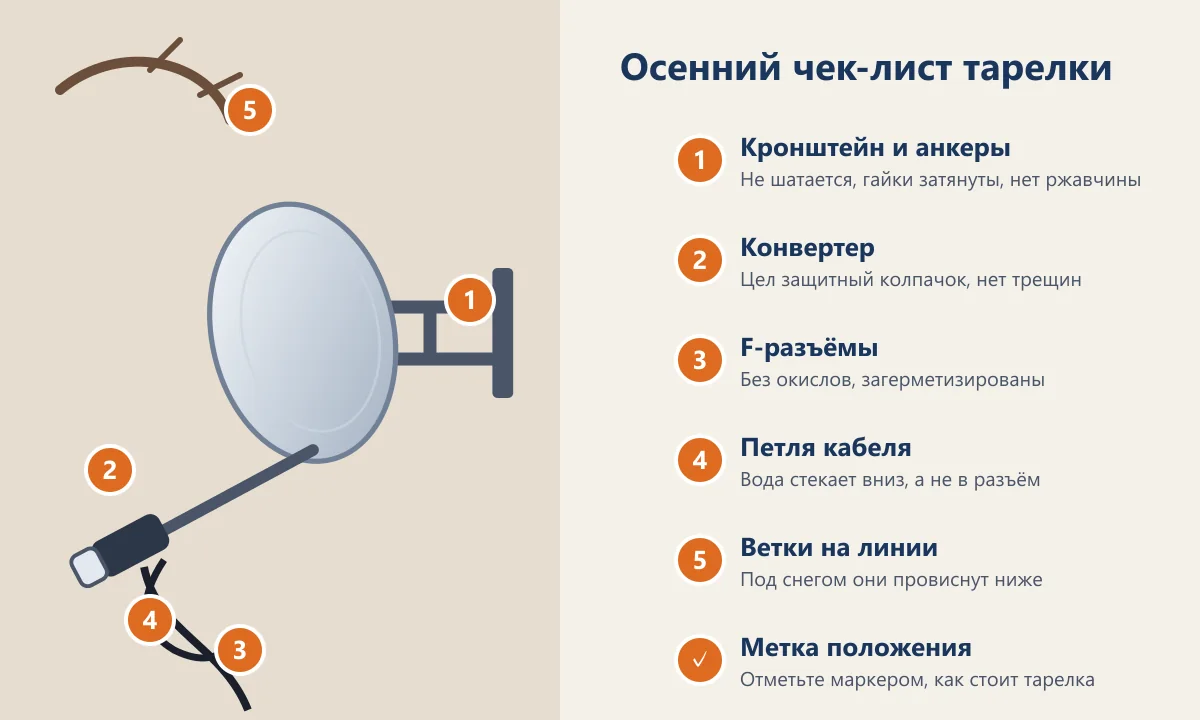 чек-лист подготовки спутниковой антенны к зиме