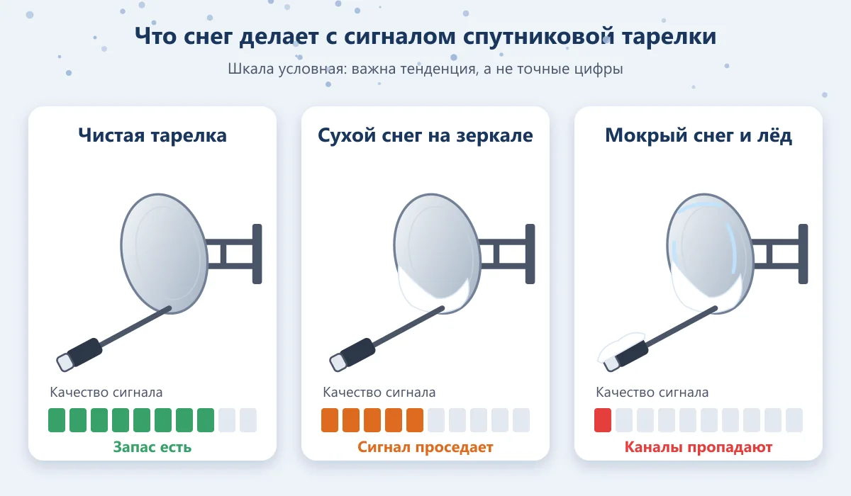как снег и лёд влияют на качество сигнала спутниковой тарелки